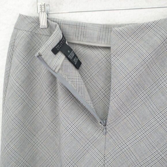 NEW The Limited Stretch Gray Glen Plaid Brown‎ Windowpane Skirt Size 8 Polyester - Picture 4 of 7